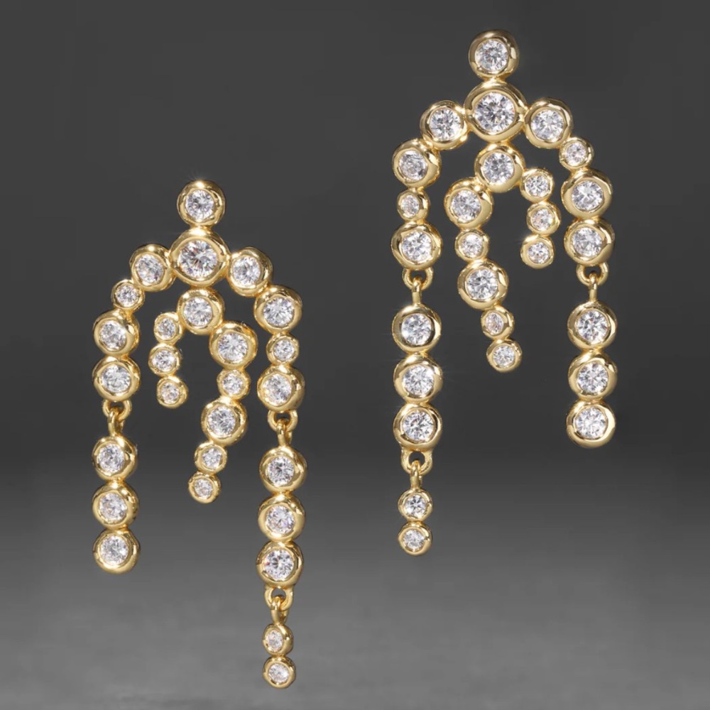 Alexis Bittar Gold and Clear Crystal Dangle Earrings